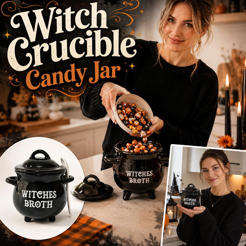 Halloween Witch Cauldron Soup Bowl Candy Jar for Party Favors and Home Decor