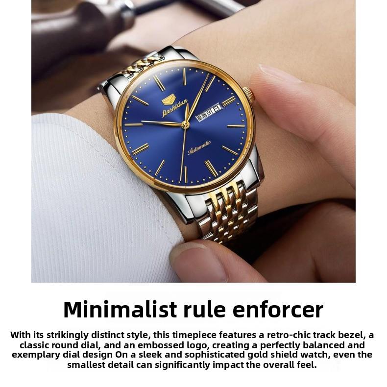 JIN SHI DUN Automatic Mechanical Watch, Fashionable Thin Waterproof Watch for Men