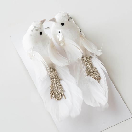 Yousheng 1 Pair Christmas Ornament Imitation Foam Feather Bead Design Christmas Tree Decoration Festive Atmosphere DIY Gift