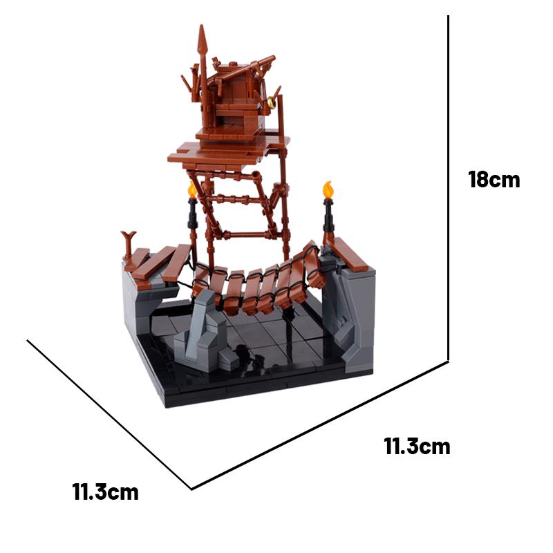 Medieval City MOC Building Blocks Soldier Figures Guard Tower Watchtower Hanging Cage Shield Weapon Accessory Bricks Kids Toys