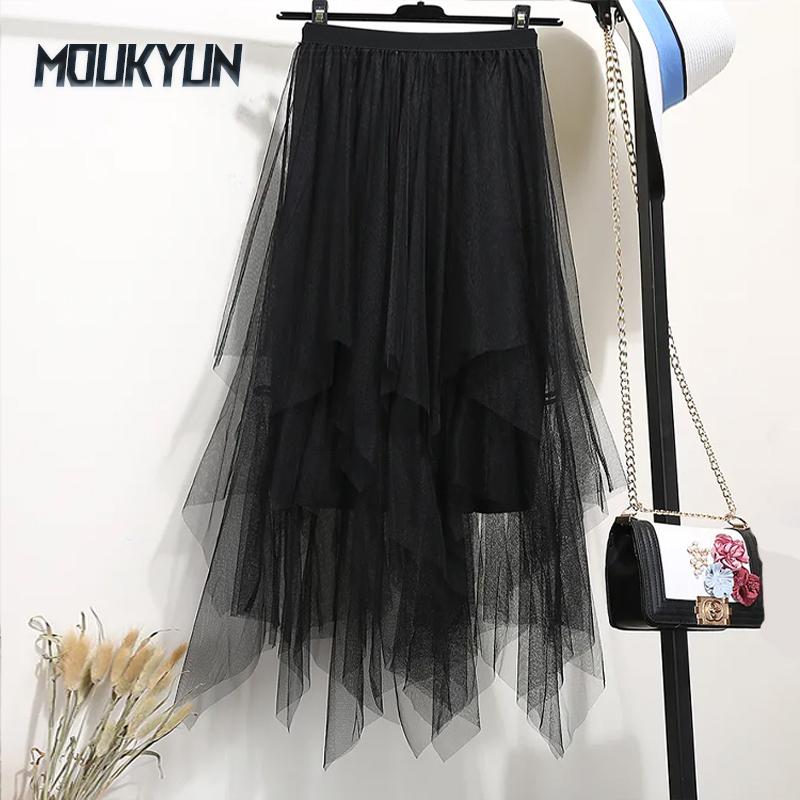 

Спідниці з тюлю з еластичною талією. Жіноча модна спідниця-пачка з високою талією. L чорний