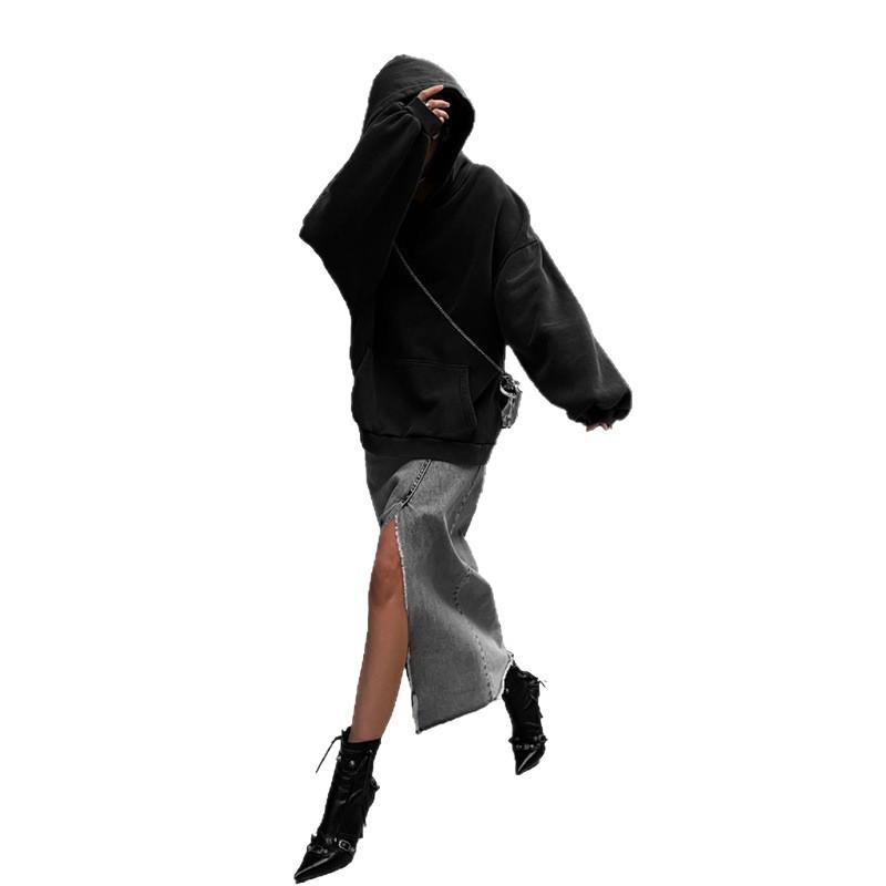 Autumn Oversized Drop Shoulder Hoodie with Letter Print (XS-5XL)