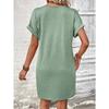 VEZFAA Moda damska Lato Wiosna Jednolity kolor Drukuj Krótki rękaw Dekolt w kształcie litery V Luźna talia Casual Sukienki