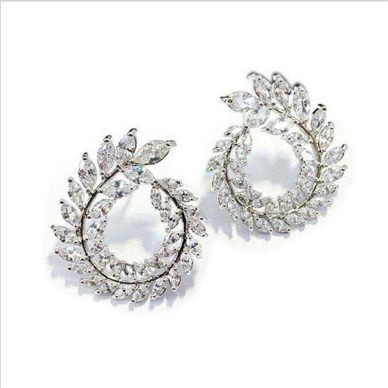 Klassischer Modeschmuck, 925er-Sterlingsilber, vollständiger Marquise-Schliff, weiß, klar, AAAAA-Zirkonia, ewiger Damen-Ohrstecker