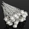 20Pcs Wedding Bridal Faux Pearl Rhinestone Flower Hair Stick Pins Clips Silver Color Jewelry