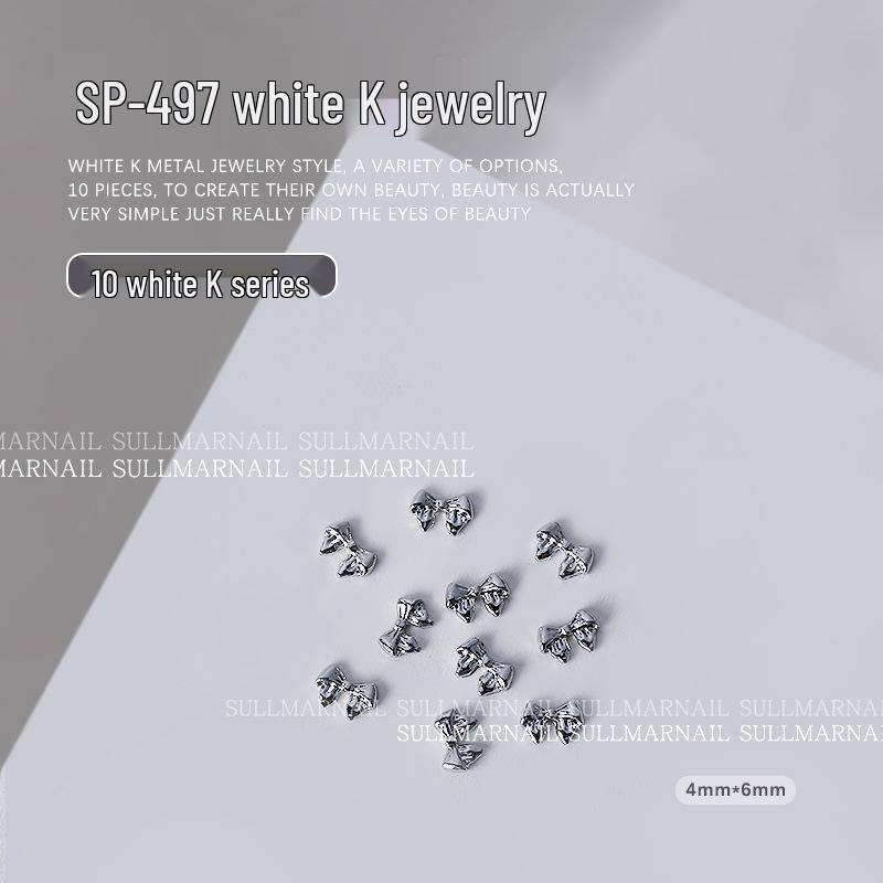 

3D Silver Butterfly Alloy Nail Charms - Bowknot Design (10 Pcs)