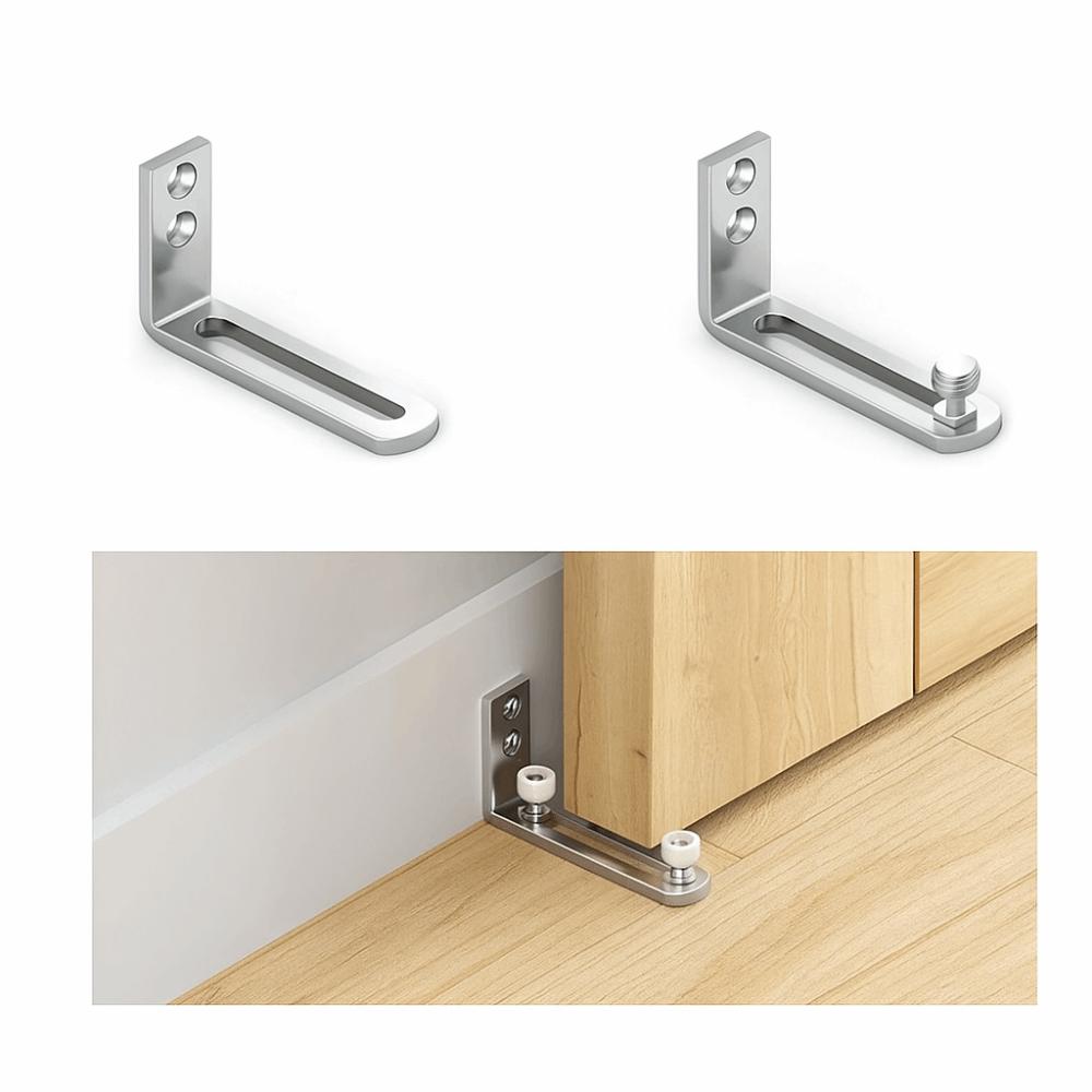 Wall-mounted Barn Door Swing Stop Double Wheel Bottom Guide Smooth Barn Door Floor Guide  Garage