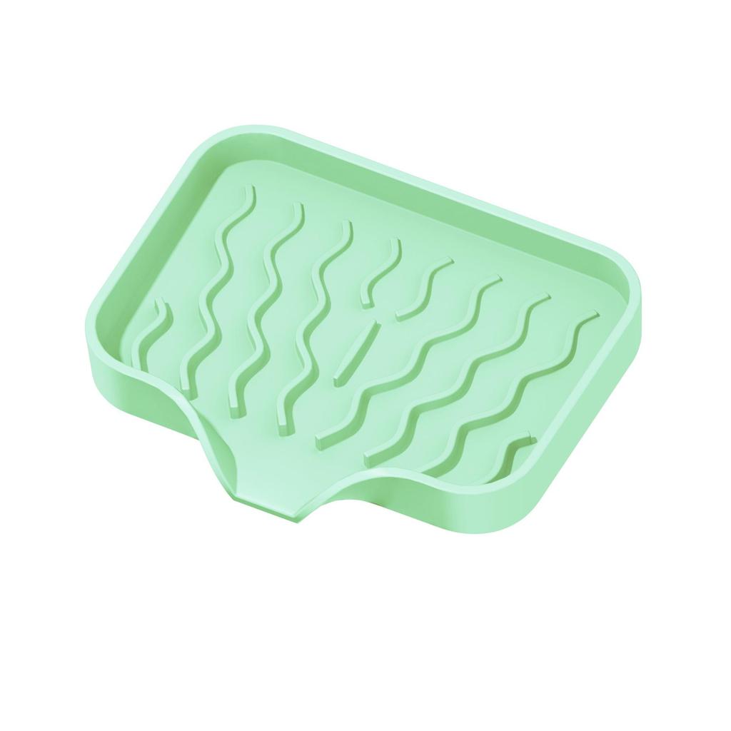 Wavy Pattern Silicone No-Drill Soap Dish & Drain Mat Rack