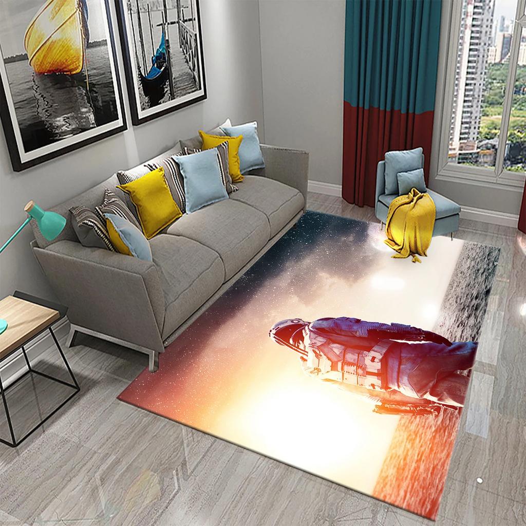 Astronaut Carpet Galaxy Universe Outer Space Moon Floor Mat Non Slip Rugs Door Mat Carpet for Living Room Bedroom Home Decor