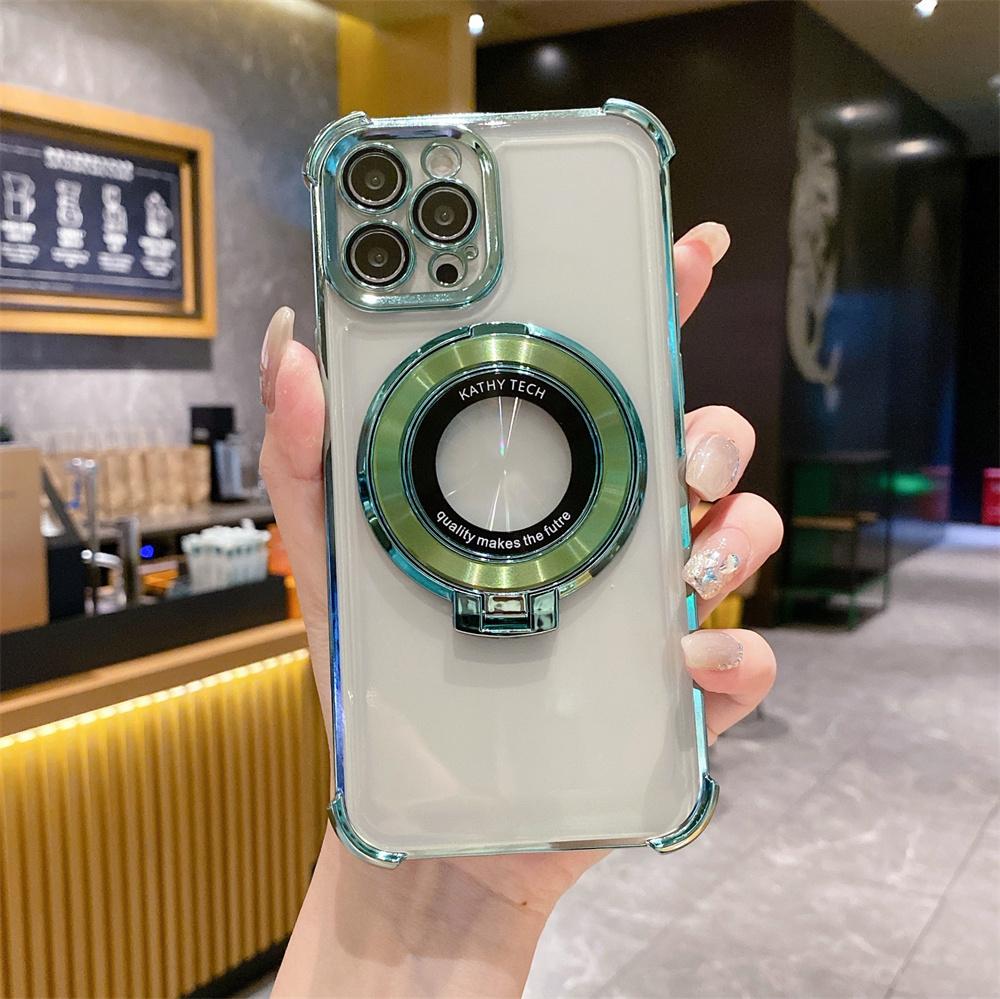 Magnetic Stand Transparent Plating Phone Case For iPhone 17 16 15 Pro Max 14 13 12 11 X XR XS 7 8 Plus SE Armour Protector Cover