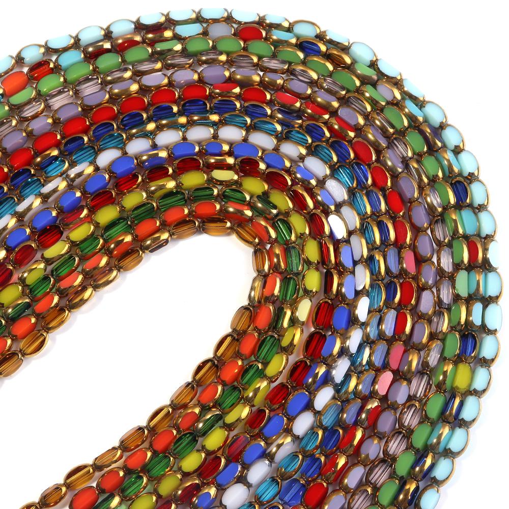 1 Strand 4x7mm Faceted Oval Crystal Beads Colorful Loose Spacer Glass Rice Beads For DIY Handmade Bracelet Necklace Accessories