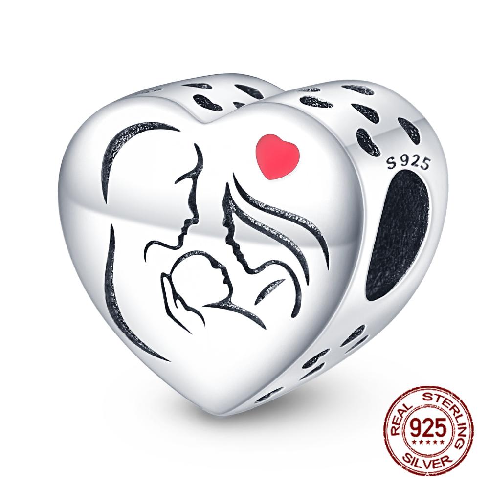 925 sterling copper boys and girls lovers pendant charms Fit 4MM hole diameter bracelet charm beads necklace Diy female Zircon