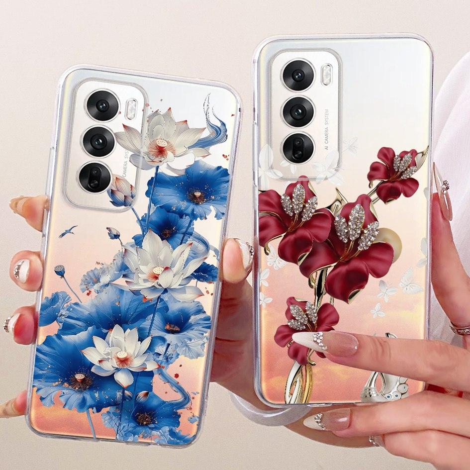 For OPPO Reno 12 5G Case CPH2625 New Stylish Flower Bowknot Soft Clear Silicone TPU Back Cover For OPPO Reno12 Pro CPH2629 Shell
