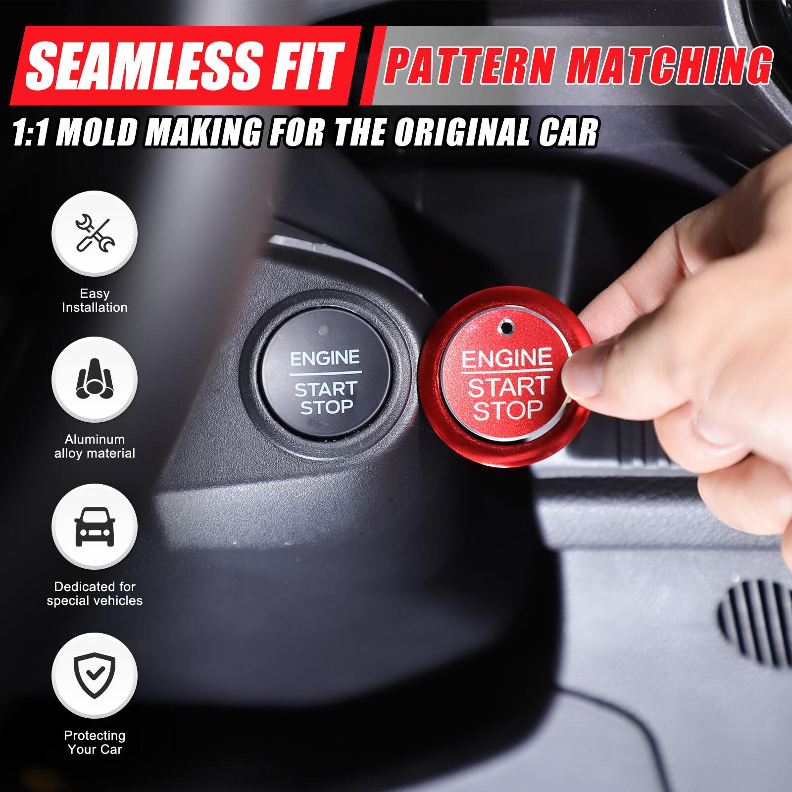 Red Alloy Engine Start/Stop Button Switch Trim Ring For Ford Ranger -2024