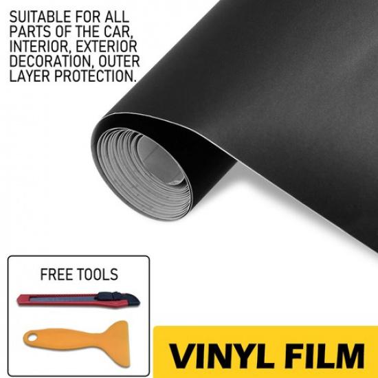 Matte Black Wrap Vinyl Film Car Interior Wrap Stickers Auto Accessories w/ tools