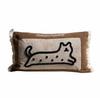 Medieval Critter Embroidery Cushion Cover Puppy Kitten Coffee Brown Washable Home Decoration Pillow Cover 30x50CM