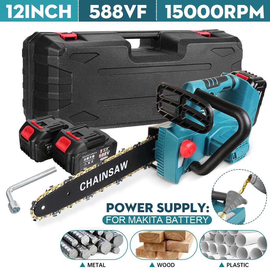 88VF 12Inches Portable Rechargeable Woodworking Tools Cordless Electric Saw Pruning Chain Saw 5 Wood Cutter With 2 Battery New