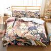 3D Anime Fairy Tail Bedding Set Bed Three-piece Set Duvet Cover Single Double Bed Queen Size Duvet Cover Set Adult Kid's Bedroom Tool