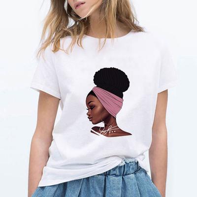 Fashion Cool Melanin Black Tattoo Girl T Shirts Women O Neck Short Sleeve Harajuku Tshirt Kawaii