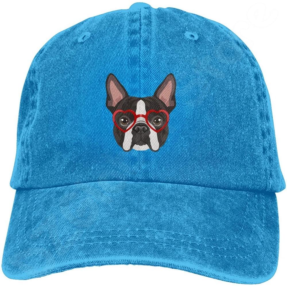 Denim-Kappe, Boston Terrier-Hund, Baseball-Dad-Cap, klassisch gewaschen, 100 % Baumwolle, verstellbar, lässig, Sport, für Unisex, Damen, Mütze