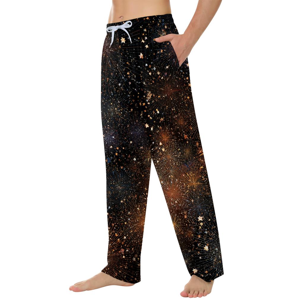 Pánské domácí měkké pyžamové kalhoty se stahovací šňůrkou s kapsami Sportovní kalhoty pro volný čas