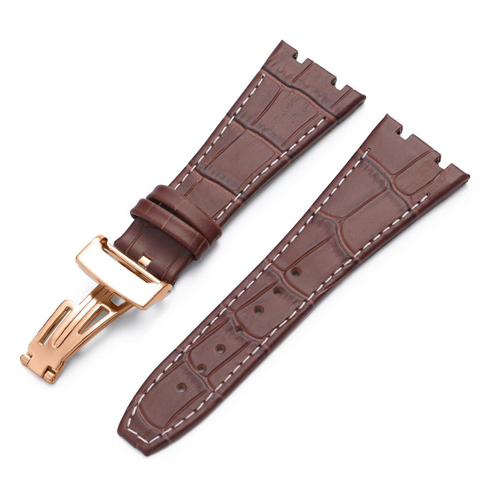 Top Layer Genuine Cowhide Watch Strap for AP Audemars 15400 15703 26320 Royal Oak Offshore Series Men27mm Black Brown Watch Band