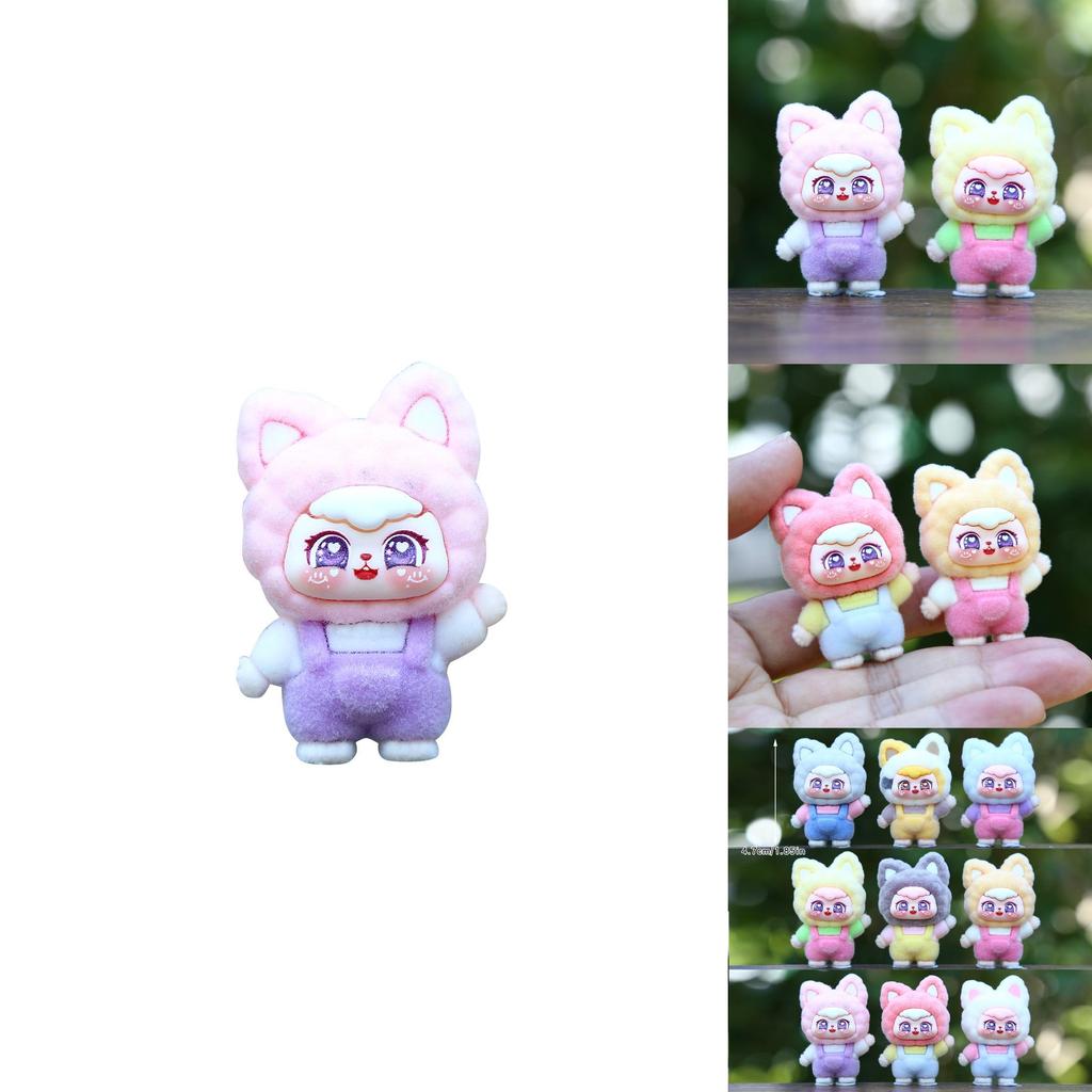 9pcs Cute Fox Headwear Overalls Girl Model Ornament Set For Kids And Collectors