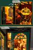 moin moin Dollhouse Miniature Handmade Kit Set Instruction Book Type Green Magic Shop LED Light Paper Craft Bookend City in Books Bakery Classical
