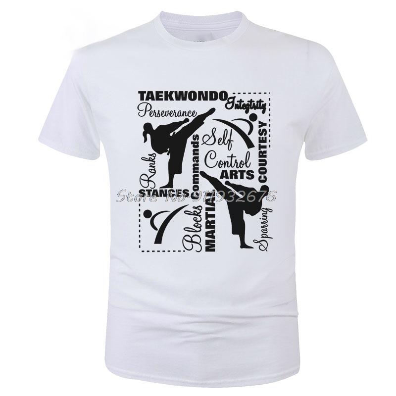 Taekwondo Martial Arts Terminology Typography T Shirt Men Summer Casual T-Shirt Cotton Short Sl