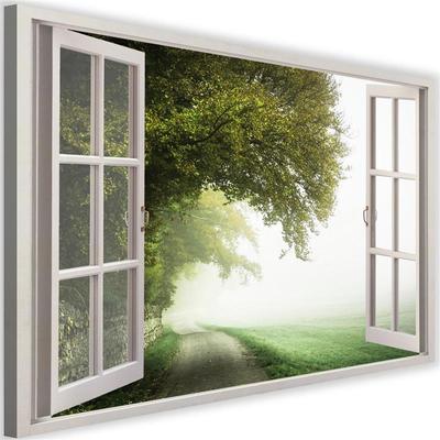 Canvas Print Window View Green Forest