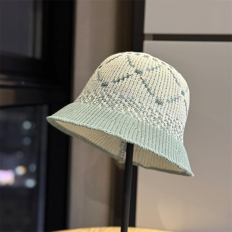 

New diamond-shaped straw sun hat for women, casual and versatile bucket hat, sun protection, makes the face look smaller, trendy sun hat Adult54-60Adjustable світло-синій колір