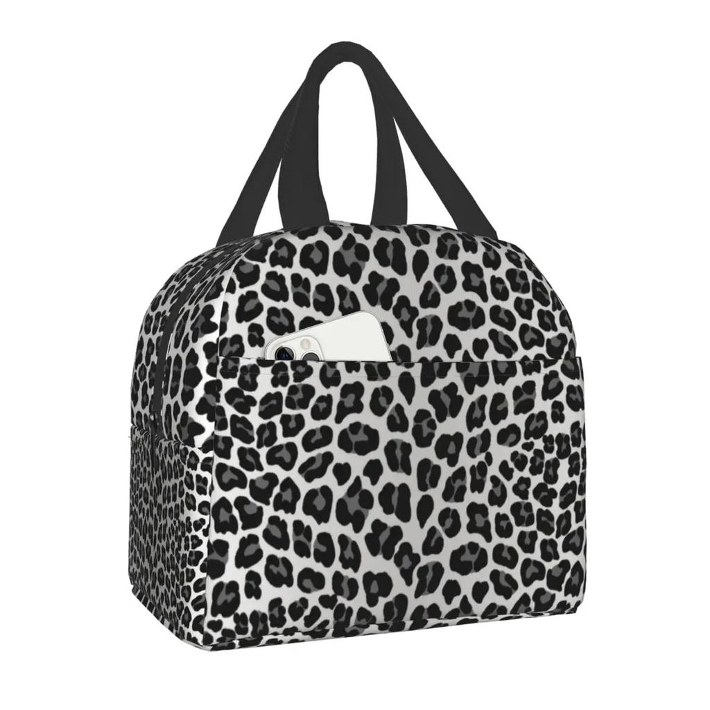 Leopard Print Insulated Lunch Tote Bag for Women Animal Skin Portable Cooler Thermal Food Lunch Box Kids School Food Picnic Bags