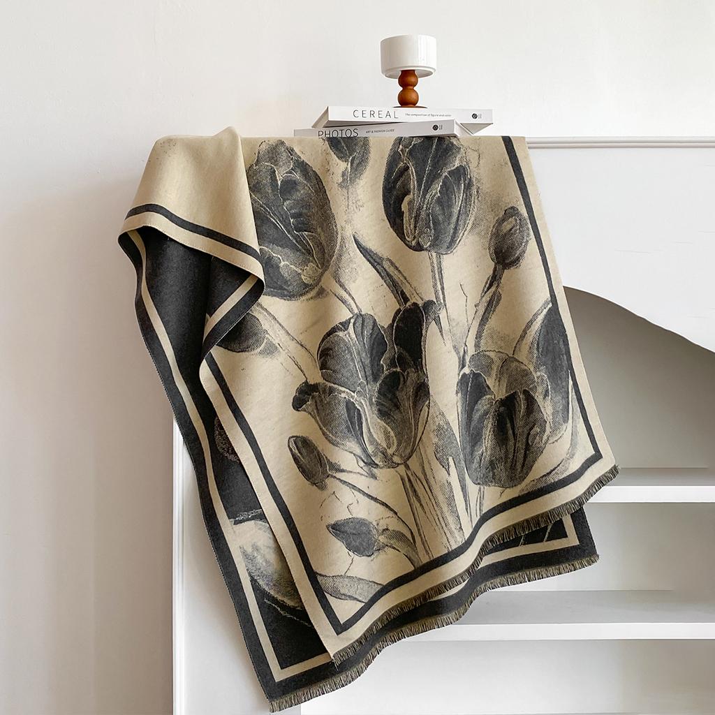 New Luxury Design Winter Two-Sided Cashmere Jacquard Scarves High Quality Women Thicken Wrap Shawl Ladies Brand Pashmina Scarf