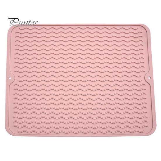 Dish Drying Mat Thick Non Slip Silicone Heat Resistant Drain Pad for Kitchen Counter