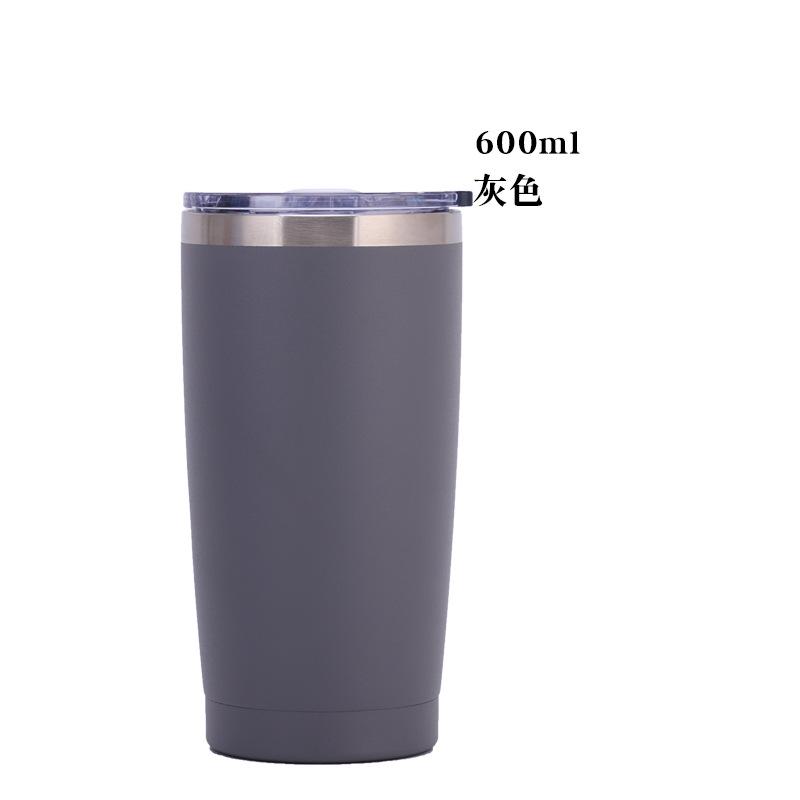 20oz Powder Coated 304 Stainless Steel Car Tumbler, Double Wall Vacuum Insulated Iced Coffee Travel Cup with Sliding Lid