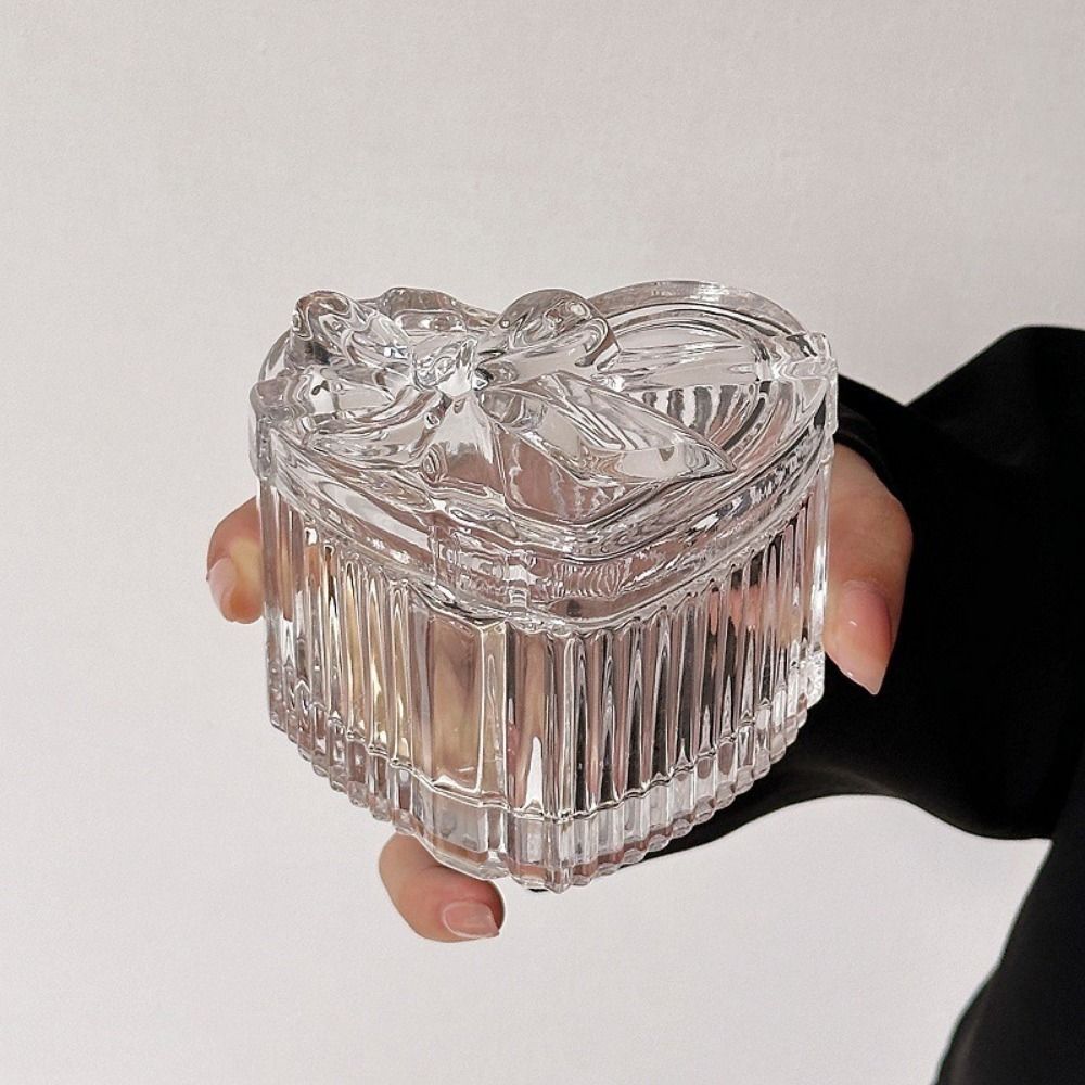 3Pcs Transparent Crystal Glass Jewelry Storage Box Ring Earrings Gift Boxes for Women Girls