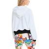 Puma Printed Knit Drawstring Hooded Long Sleeve Cropped Sweatshirt Women Sweatshirt White 531352-02