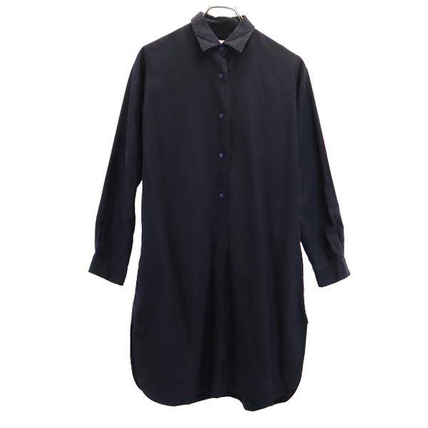 YAECA silk Long sleeve shirt one piece M Navy system Women Used