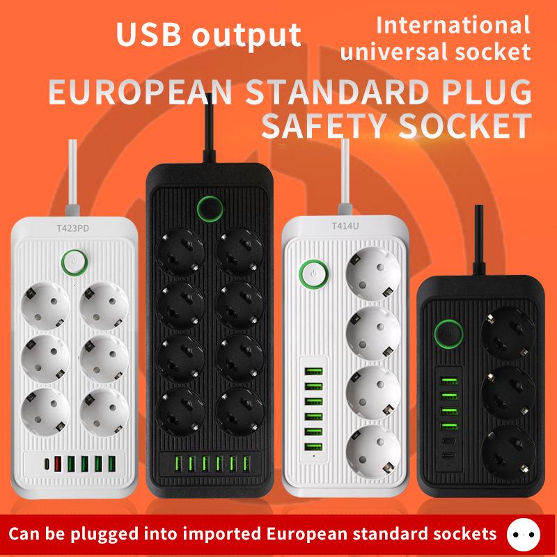 European Standard 16A Power Strip with Two-Pin Socket for Russian, German, Korean, and Austrian Use