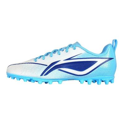 Li Ning Zapatos de Fútbol de Caña Baja para Niños PU Moda Deportes Entrenamiento Zapatos de Fútbol para Hombre Azul Cielo Fluorescente YSFV012-5