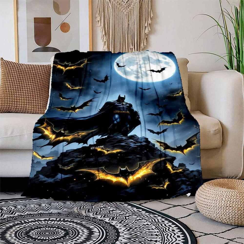 Batman Moonlit Night Poster: Gotham s Guardian in Full Glory Blanket Flannel Throw Blanket for Sofa, Bed, Travel, Camping, Office 100x150cm