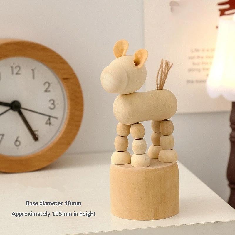 Latest Wooden Finger Puppet Toy Cartoon Mini Desktop Movable Elephant Tiger Dog Puppet Figurine For DIY Home Party Decoration