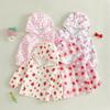 Citgeett Autumn Kids Toddler Baby Girl Fall Jacket Pockets Casual Strawberry Bow Floral Print Zipper Hooded Long Sleeve Coat