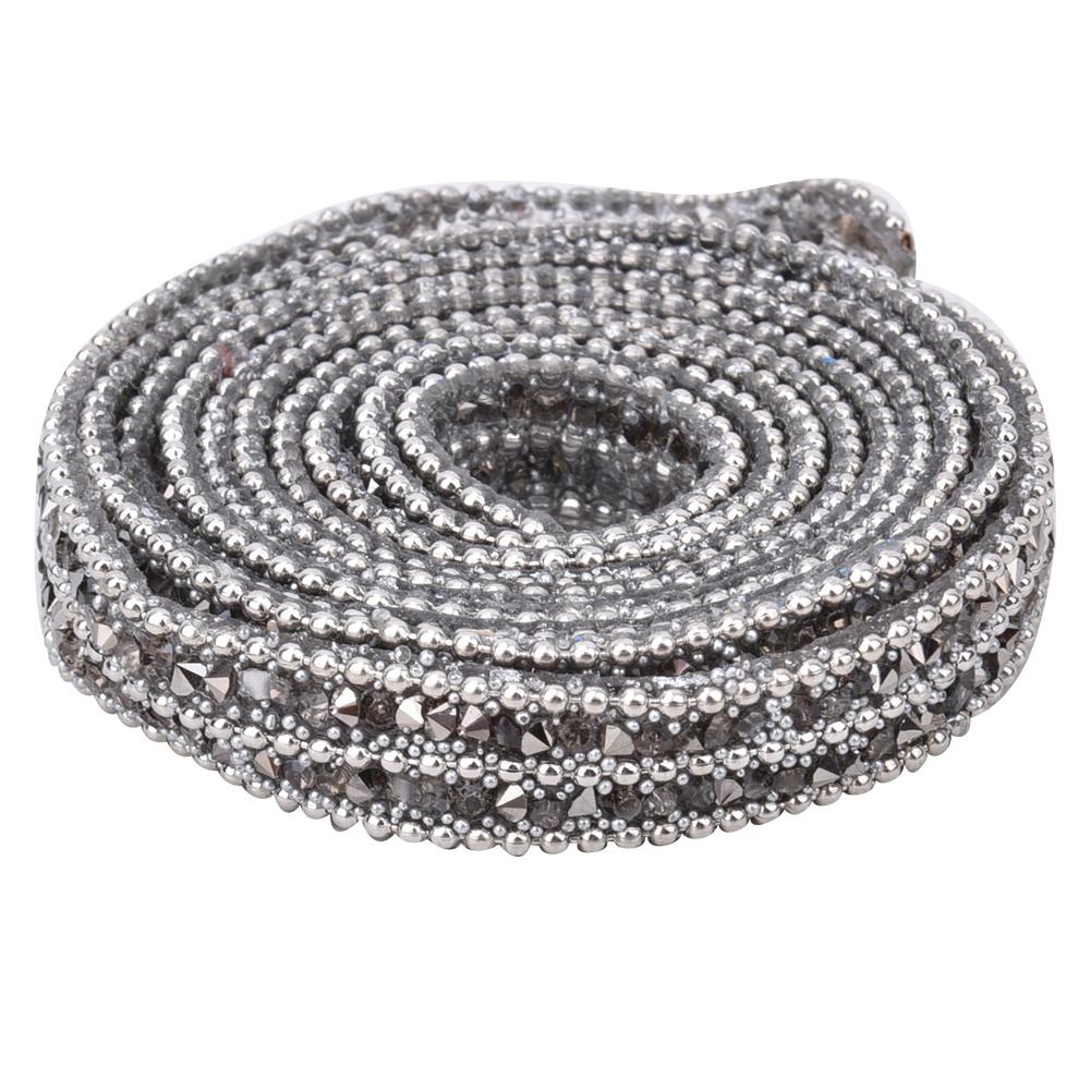 1m X 1cm Crystal Glass Rhinestone Beaded Chain Hotfix Ribbon Wedding Dress Jeans