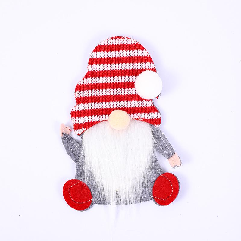 Christmas Gnome Cutlery Set: No-Face Old Man Knife & Fork with Rudolph Bag - Festive Decoration Supplies