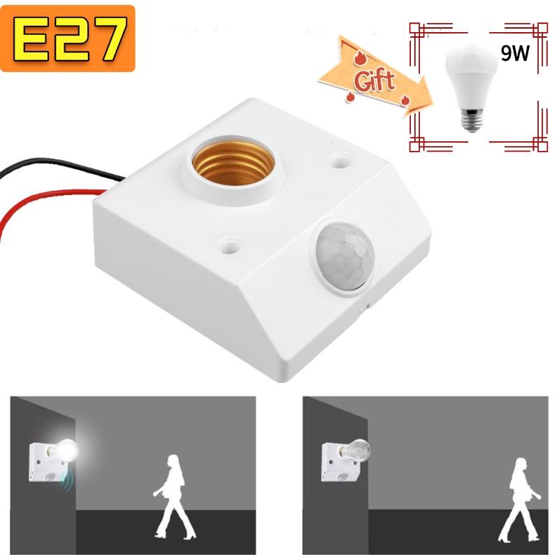 Λυχνία LED E27 Αυτόματη με Υπέρυθρο Αισθητήρα PIR Ανθρώπινου Σώματος Βάση E27 Ανιχνευτής Κίνησης PIR Υποδοχή Λαμπτήρα Τοίχου Εξοικονόμηση Ενέργειας Εξοικονόμηση Ηλεκτρικής Ενέργειας