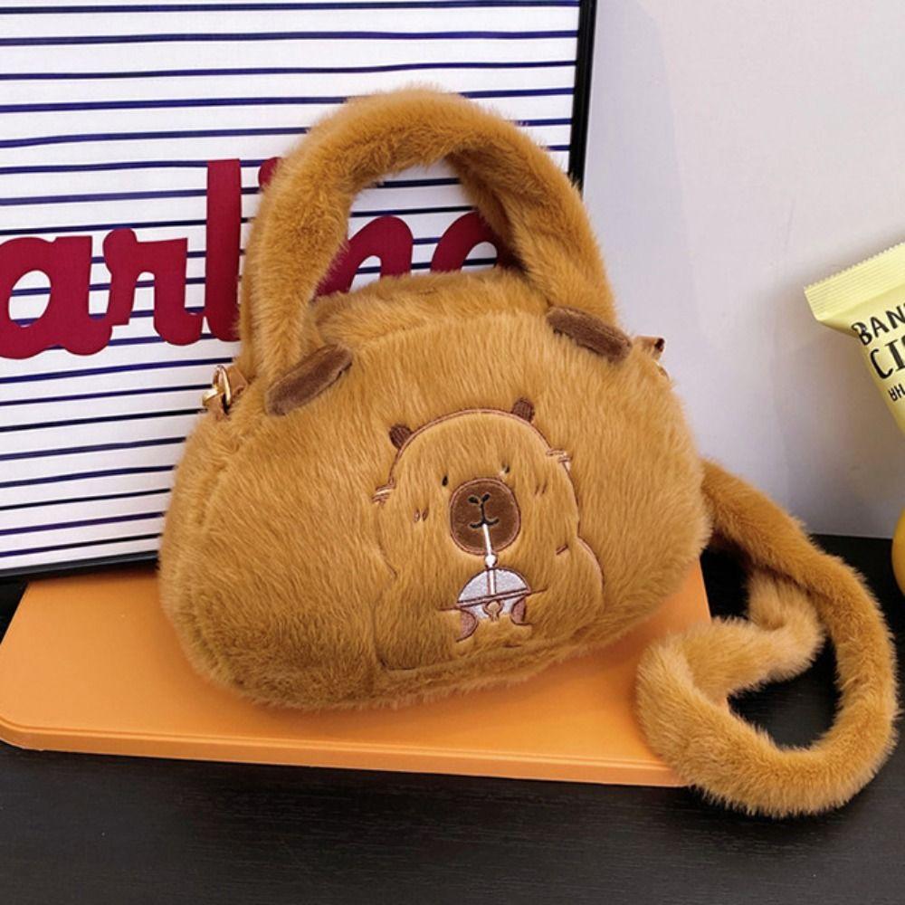 Large Capacity Capybara Plush Crossbody Bag Doll Bag Cartoon Shoulder Bag Travel