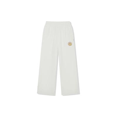 Li Ning Plain Straight Leg Knitted Casual Pants Women Bottoms Off-White AKXT194-1