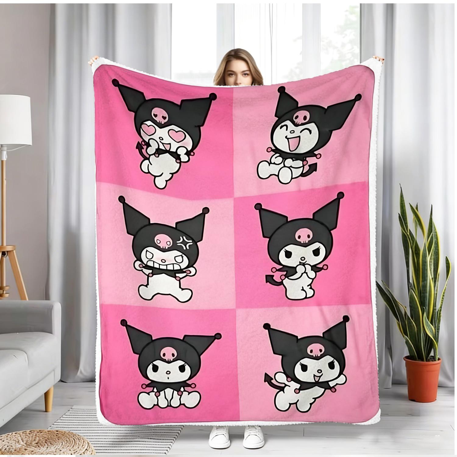 Sanrio Characters Soft Flannel Fleece Blanket, Cute Cartoon Printed Warm Throw & Air Conditioner Blanket for Sofa Bed Bedroom 100x150cm39x59in