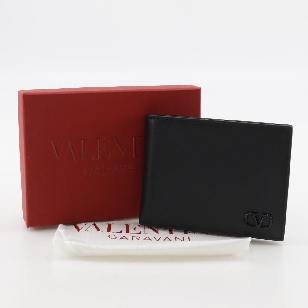 Valentino Garavani Bifold Bill Compartment 2Y2P0P32ZQU With Money Clip Black Calfskin Mens Used